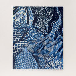 Blue White Indigo Fabrics Puzzle