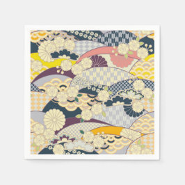 Blue White Japanese Kimono Floral Decoupage Paper Serviette