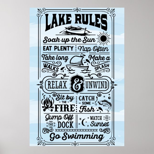 Blue White Lake Rules Poster (Vorne)