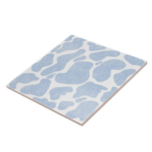 Blue White Large Cow Spots Animal Print Fliese