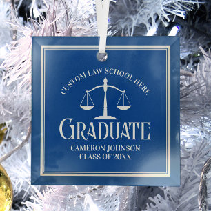 Blue White Law School Abschluss Weihnachten Ornament Aus Glas