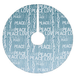 Blue White Liebe Peace Polyester Weihnachtsbaumdecke