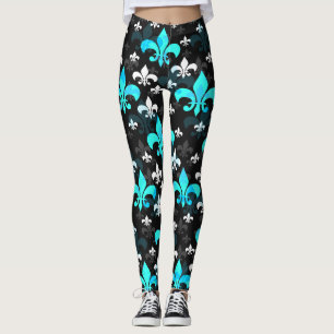 Blue White Lilie Leggings