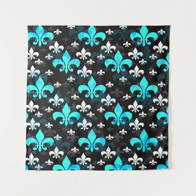 Blue White Lilie Wandteppich (Vorderseite)
