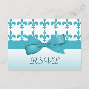 Blue & White Lilie Wedding RSVP Karte