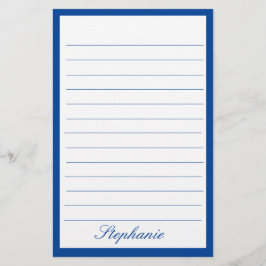 Blue White Lines Frames Monogram Names Custom Briefpapier