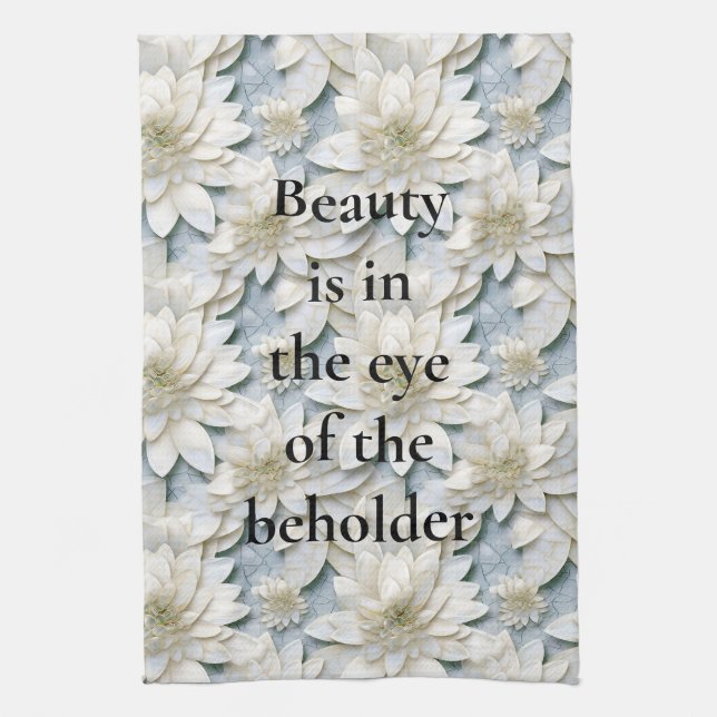 Blue White Lotus Blume Geschirrtuch (Vertikal)