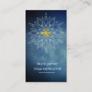 Blue White Mandala Floral Yoga Visitenkarte