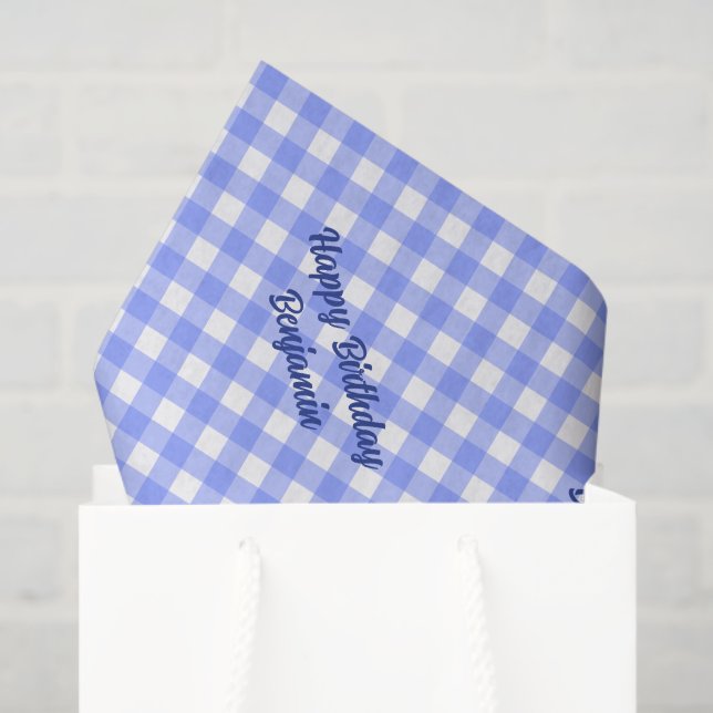 Blue White Matching Patterns Gingham Seidenpapier (Geschenktüte)