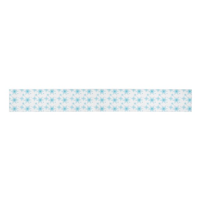 Blue White Mini Mix Snowflake Weihnachten Ripsband (Vorderseite)