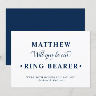 Blue White Minimalistisch Ring Beyer Einladung