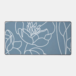 Blue White Modern Wildflower Schreibtischunterlage