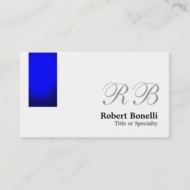 Blue White Monogram Consultant Business Card Visitenkarte (Vorderseite)