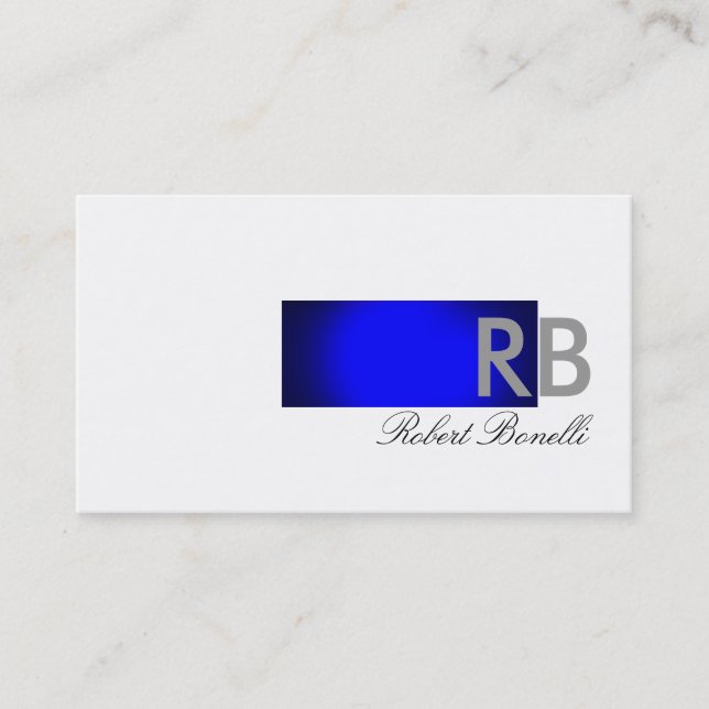 Blue White Monogram Consultant Business Card Visitenkarte (Vorderseite)