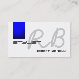 Blue White Monogram Stylist Business Card Visitenkarte