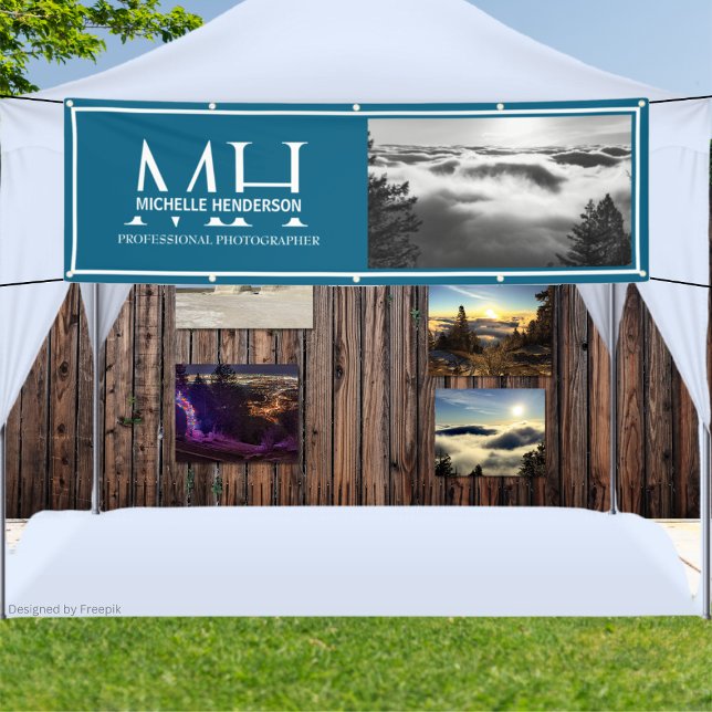 Blue & White Monogrammed Logo 1 Image Promotional Banner (Von Creator hochgeladen)