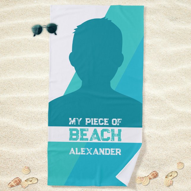 Blue White My Piece of Beach Geometric Modern Strandtuch (Blue White My Piece of Beach Geometric Modern Beach Towel ©Susanne Sachers - Sunny Mind Design 🌞)