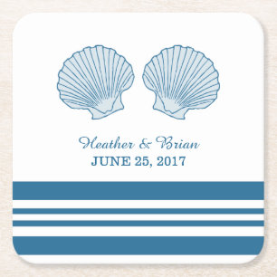 Blue White Nautic Seashells Paper Untersetzer