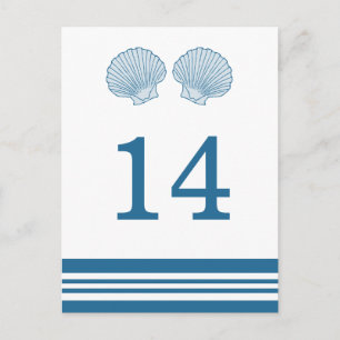 Blue White Nautic Seashells Table Postcard Postkarte