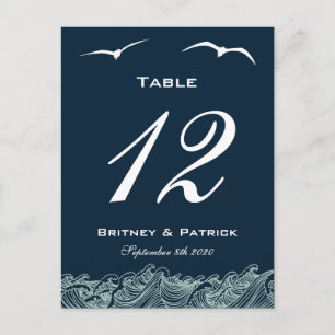 Blue & White Nautical Wedding Tischnummer Cards
