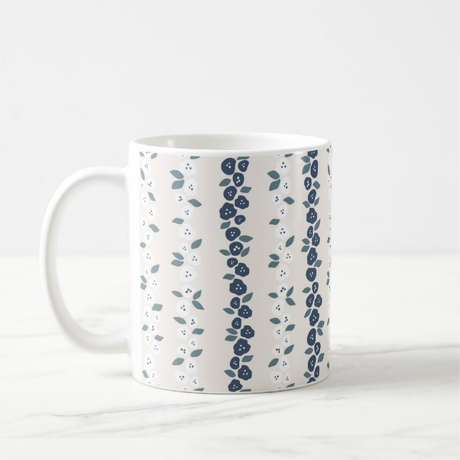 Blue White Niedlich Farmhouse Rustikales Muster Kaffeetasse (Links)