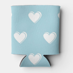 Blue White Niedlich Simple Heart Pattern Dosenkühler