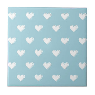 Blue White Niedlich Simple Heart Pattern Fliese