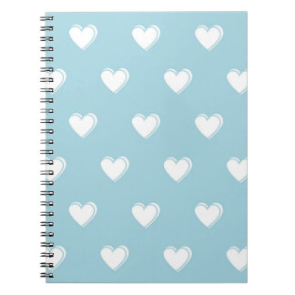 Blue White Niedlich Simple Heart Pattern Notizblock