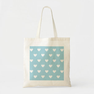 Blue White Niedlich Simple Heart Pattern Tragetasche