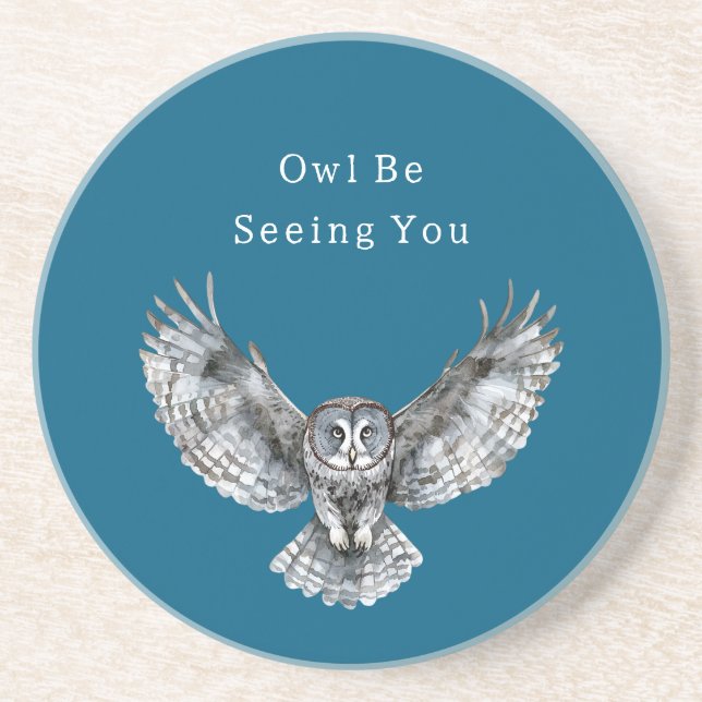 Blue White Owl   Getränkeuntersetzer (Vorne)