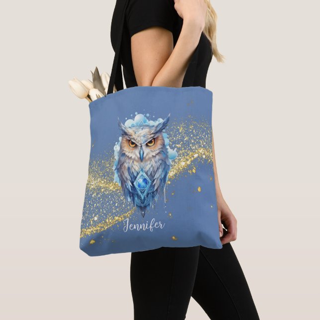 Blue & White Owl Gold Glitzer Blue Halloween (Von Nahem)