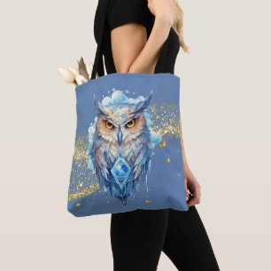 Blue & White Owl Gold Glitzer Blue Halloween