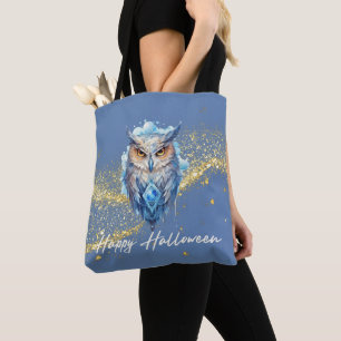 Blue & White Owl Gold Glitzer Blue Halloween