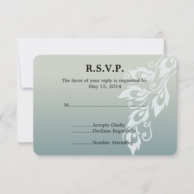 Blue White Peacock Feather Wedding RSVP (Vorderseite)