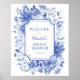 Blue White Peony Chinoiserie Brautparty Willkommen Poster (Vorne)
