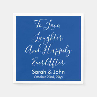 Blue White Personalisiert Script Hochzeitsempfang Serviette