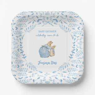 Blue White Peter the Rabbit Beatrix Baby Dusche Pappteller