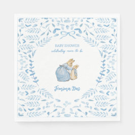 Blue White Peter the Rabbit Beatrix Baby Dusche Serviette