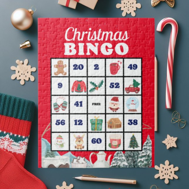 Blue White Playful Christmas Bingo Puzzle (Von Creator hochgeladen)