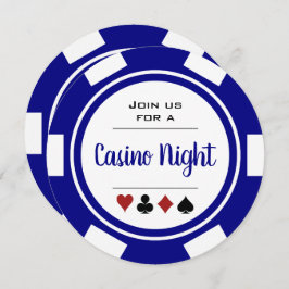 Blue White Poker Chip Casino Einladung