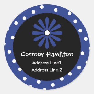 Blue & White Polka Dot Address Labels Runder Aufkleber