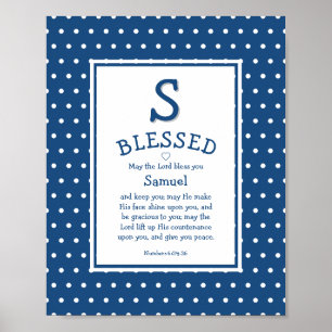 Blue White Polka Dot Name Baby Sessing Kinderzimme Poster