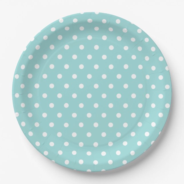 Blue White Polka Dot Pattern Pappteller (Vorderseite)