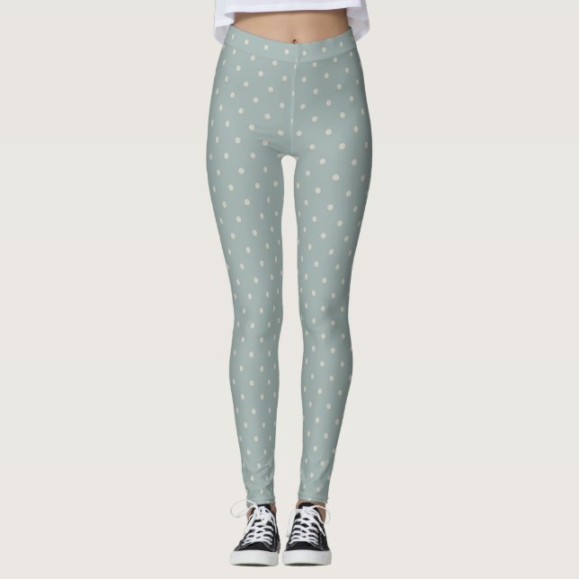 Blue White Polka Dot Women's Leggings (Vorderseite)