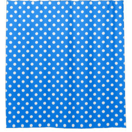 Blue White Polka Dots Design Duschvorhang