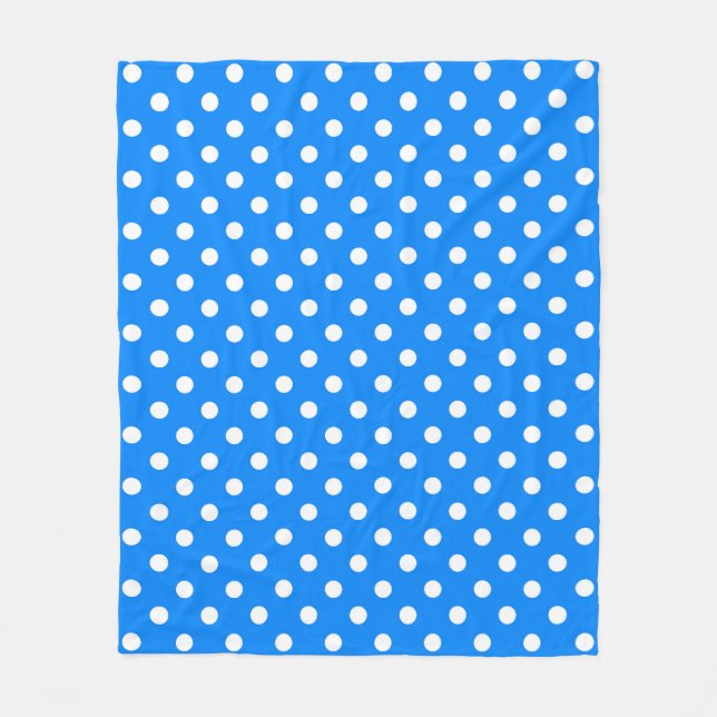 Blue White Polka Dots Design Fleecedecke (Vorderseite)