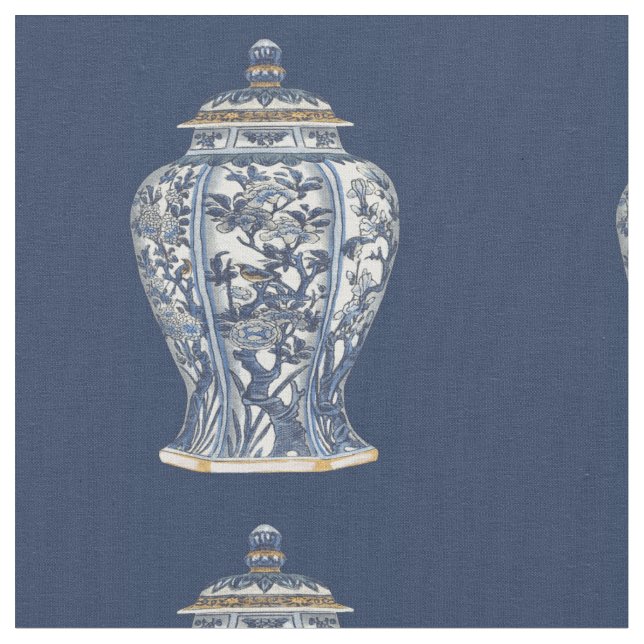 Blue & White Porcelain Vase von Vision Studio Stoff (Nahaufnahme)