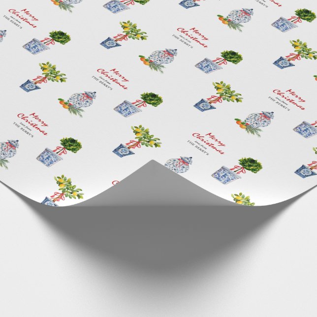 Blue & White Pottery Weihnachten Geschenkpapier (Ecke)