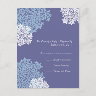 Blue & White Queen Anne's Lace Wedding RSVP Karte