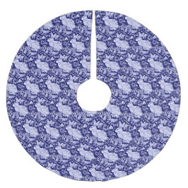 Blue & White Rabbit Bird Weihnachten Elegantes Mus Polyester Weihnachtsbaumdecke